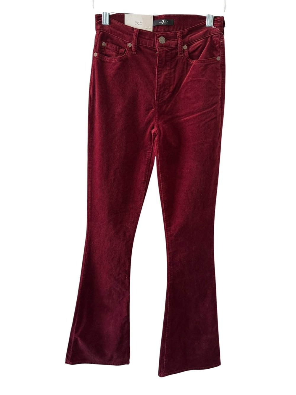 7 For All Mankind high waist Ali Wine Red Corduroy classic Flare Jeans